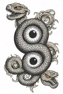 snake with yin yang eye inside tattoo design idea