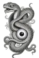 snake with yin yang eye inside tattoo design idea
