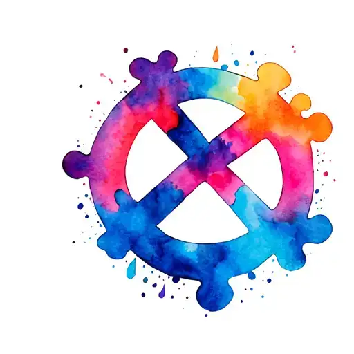 autism symbol surrounded tattoo design idea