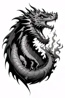 really really really really cool dragon with fire coming out of its mouth tattoo design idea