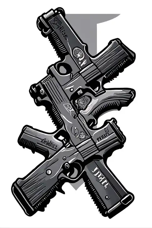 Army military police cross pistols crossing each other tattoo design idea