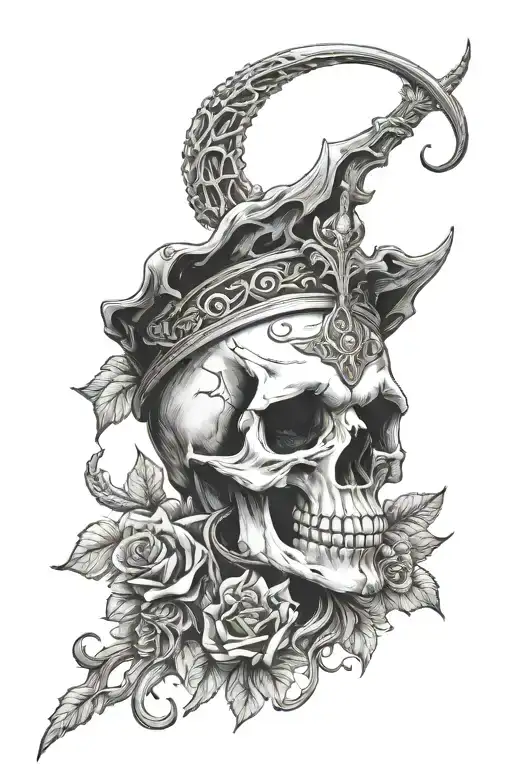 pagan skull tattoo design idea