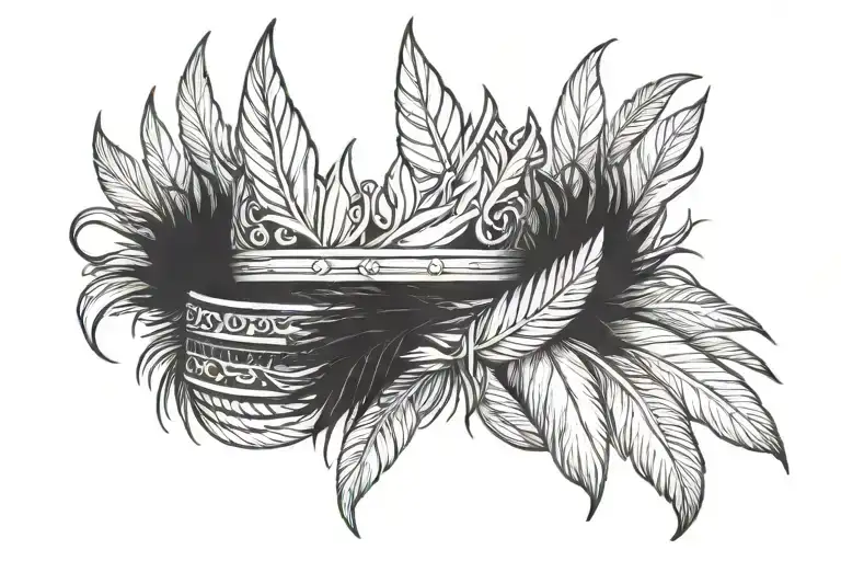 feather crown held tattoo design idea