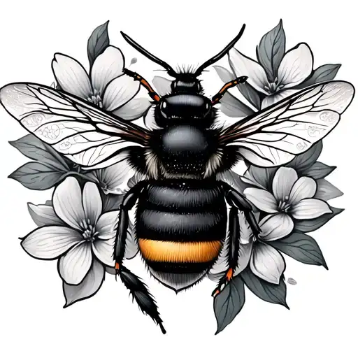 forgetmenot, heart, bumblebee tattoo design idea