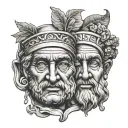 greek sad and happy face tattoo design idea