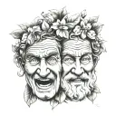 greek sad and happy face tattoo design idea