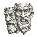 greek sad and happy face tattoo design idea