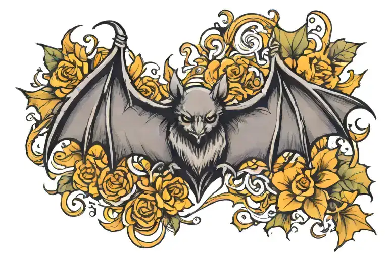 bat hanging tattoo design idea