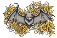 bat hanging tattoo design idea