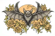 bat hanging tattoo design idea