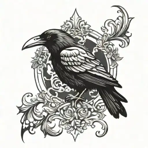 gothic raven tattoo design idea