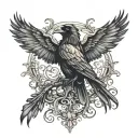 gothic raven tattoo design idea