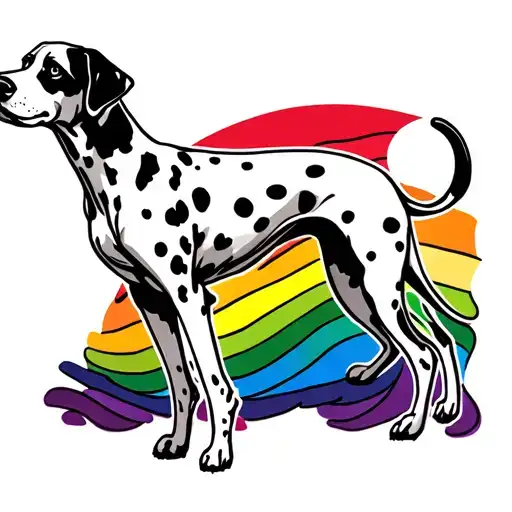 Dalmatian walking over a rainbow tattoo design idea