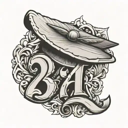 graduation contain Letter SJC and Number 24  tattoo design idea