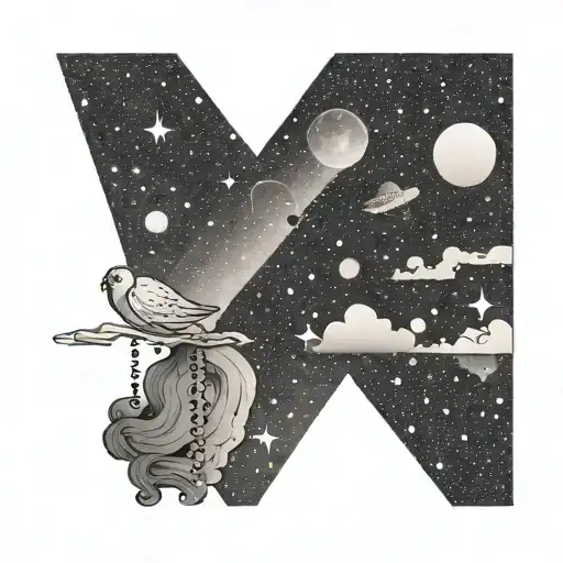 A unique design incorporating Isobel and Maisie's birthdates into a sky-themed scene tattoo design idea