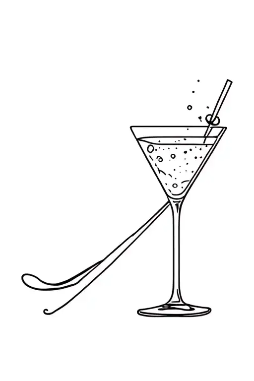 skiing and cocktails  tattoo design idea