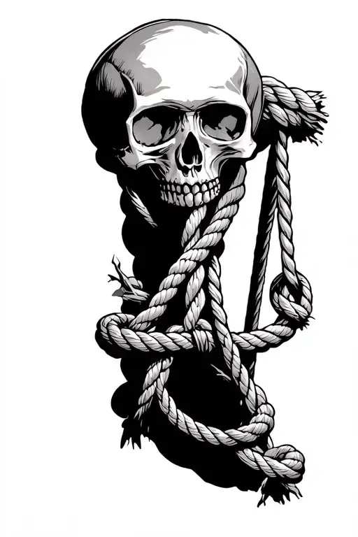 skull on the gallows rope tattoo design idea