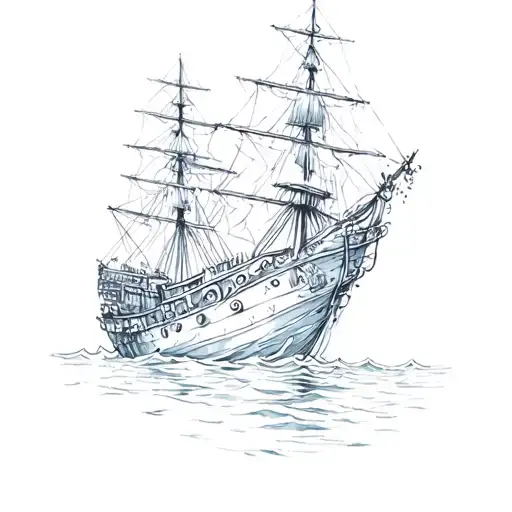 shipwreck underwater tattoo design idea