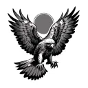 Hawk diving with wings behind it. tattoo design idea
