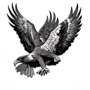 Hawk diving with wings behind it. tattoo design idea