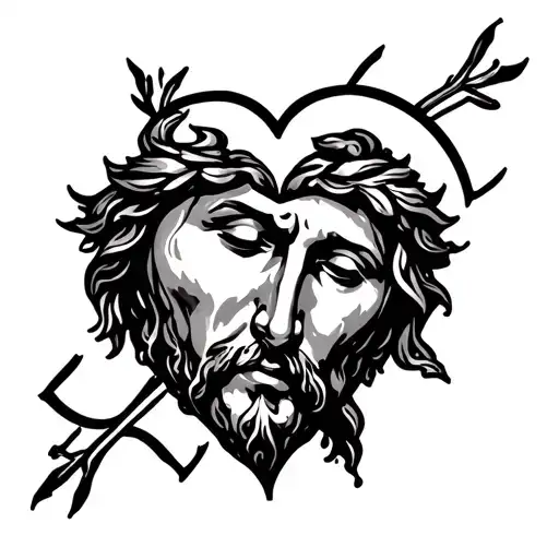 physiotherapy and jesus christ heart tattoo design idea