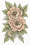 Eye tattoo with peonies, crystals and sage for wrap around forearm tattoo design idea