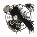 a tattoo of an eagle's head in the middle of a clock with a round hand broken in two tattoo design idea