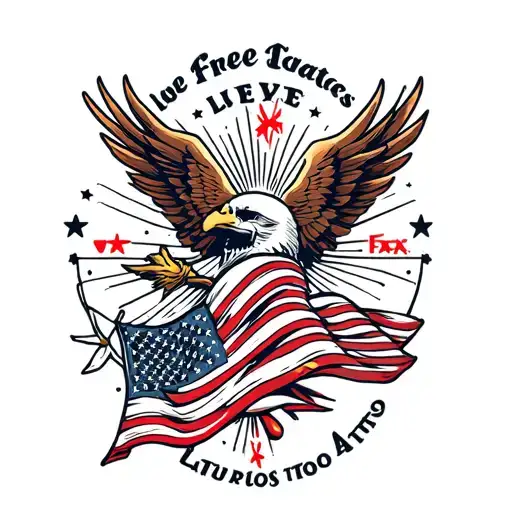 Patriotic live free tattoo design idea