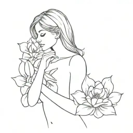 flores mujer con alas tattoo design idea