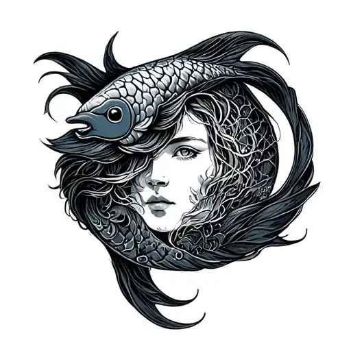 Aquarius on the cusp of Pisces zodiac sign tattoo design idea