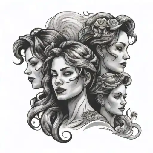Mother And 2 Daughters tattoo design idea