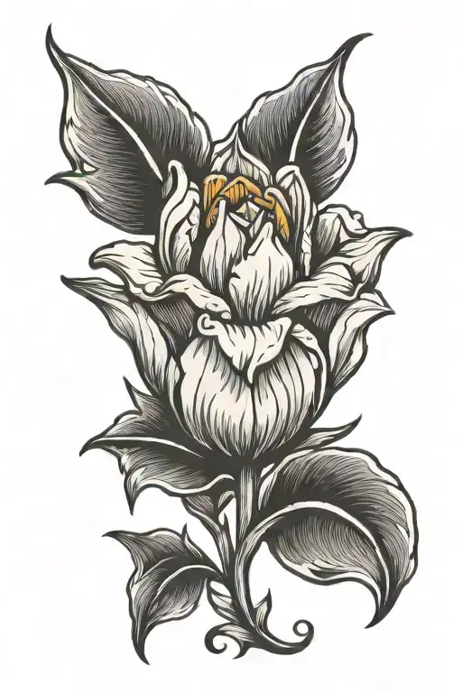a flower with petals that are tulip-shaped razor sharp claws tattoo design idea