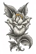 a flower with petals that are tulip-shaped razor sharp claws tattoo design idea