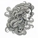 face up phrase and dark blue clouds tattoo design idea