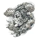 face up phrase and dark blue clouds tattoo design idea
