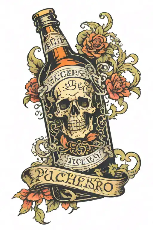 beer bottle with poison label "Puchero's Alchemist" tattoo design idea