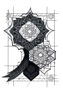 Based on Hexagons and Mandalas, Layered by Shadowing, includes Sri Yantra tattoo design idea