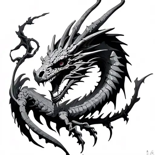 Skeletal Dragon tattoo design idea