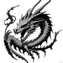 Skeletal Dragon tattoo design idea