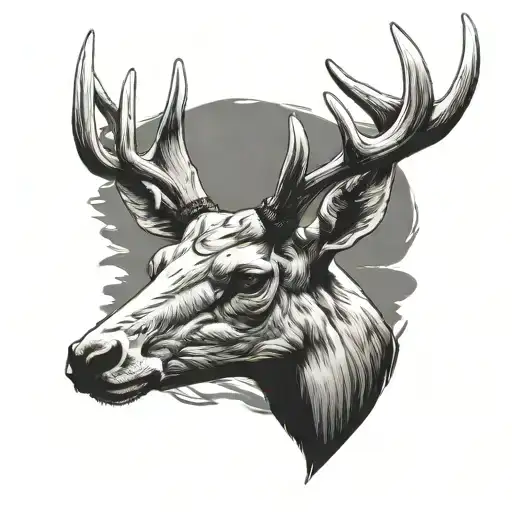 mule deer skull simple facing forward tattoo design idea