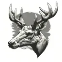 mule deer skull simple facing forward tattoo design idea