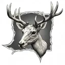 mule deer skull simple facing forward tattoo design idea