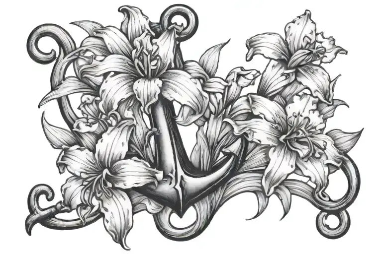 anchor irises tattoo design idea