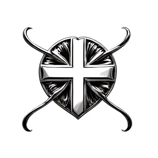 chrome heart cross tattoo design idea