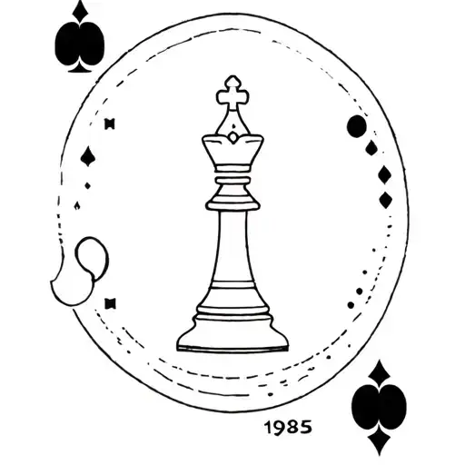 Card queen chess piece,1985 birth year,with moon phases tattoo design idea