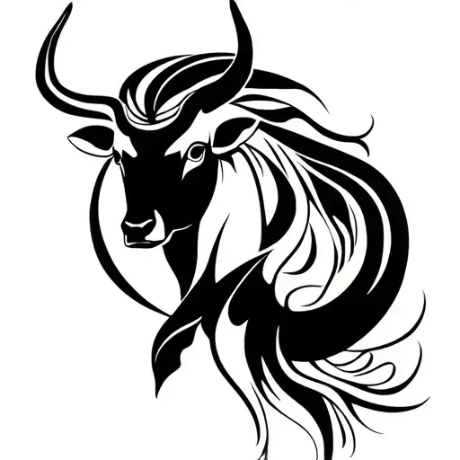 libra scales and feminine taurus bull tattoo design idea