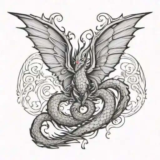 Dragon wings morphing into Filipino flag colors tattoo design idea