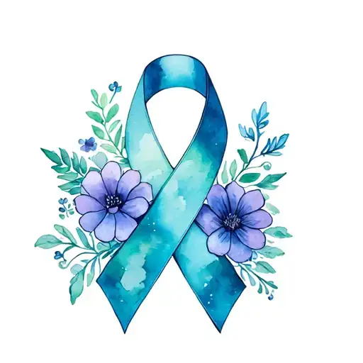 diabetes type 1, ovarian cancer ribbon, survival, flowers tattoo design idea