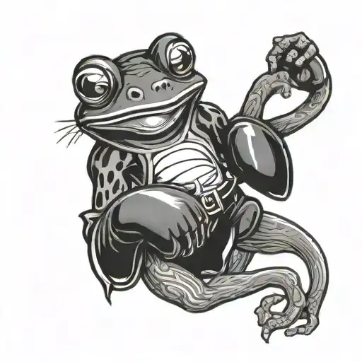 frog and monkey boxing gloves tattoo design idea