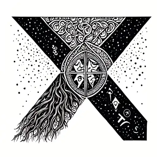 triangular space, roots, nordic runes tattoo design idea